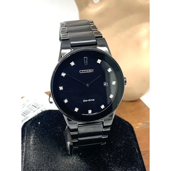 Citizen Men's Watch Eco-Drive Axiom AU1065-58G Diamond Accent Black Dial 40mm - Picture 13 of 14